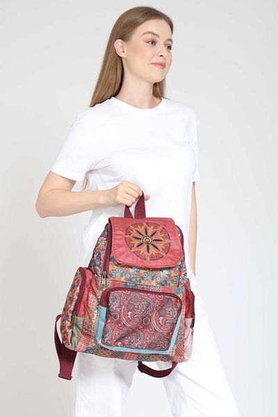 Street Bag Ethnic αυθεντικό σακίδιο πλάτης Bohemian Patchwork - Σχέδιο με τεμάχια για καθημερινή χρήση ταξιδιού
