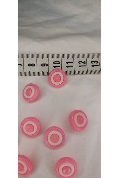 Tuhafiş 12 Pieces 14 Milim 12 Pieces Baby Pink Baby Button Evil Eye Bead Patterned