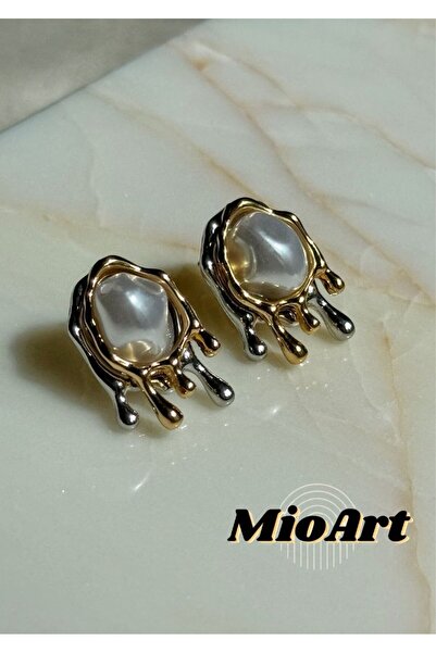 MioArt Çift Renk Tasarım Çelik Küpe