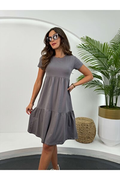 Elif Özbey Butik Antracitové základní šaty