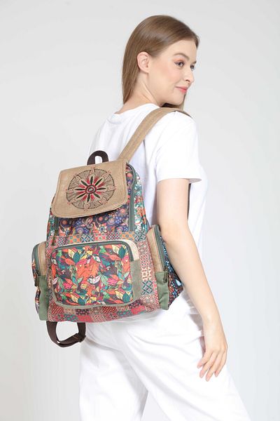Street Bag Ethnic αυθεντικό σακίδιο πλάτης Bohemian Patchwork - Σχέδιο με τεμάχια για καθημερινή χρήση ταξιδιού