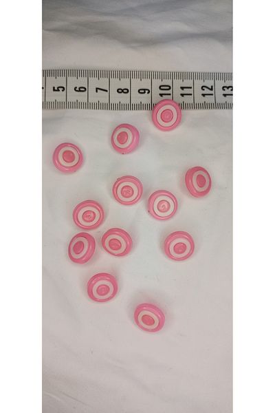 Tuhafiş 12 Pieces 14 Milim 12 Pieces Baby Pink Baby Button Evil Eye Bead Patterned