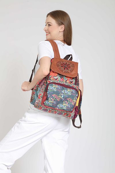 Street Bag Ethnic αυθεντικό σακίδιο πλάτης Bohemian Patchwork - Σχέδιο με τεμάχια για καθημερινή χρήση ταξιδιού