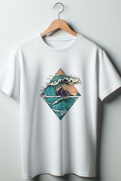 Vordevia Λευκό μπλουζάκι με στάμπα Wave Oversize Crew Neck