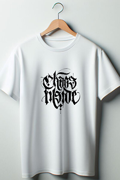 Vordevia Chaos Inside Надрукований Oversize Велосипедний комір Біла футболка