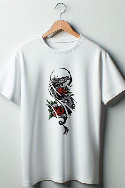 Vordevia Dragon Printed Oversize Crew Neck Bela majica