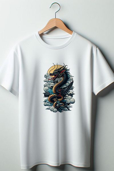 Vordevia Λευκό μπλουζάκι με στάμπα Dragon Oversize Crew Neck