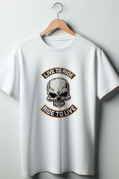 Vordevia Λευκό μπλουζάκι Live To Ride, Ride To Live με στάμπα Oversize Crew Neck