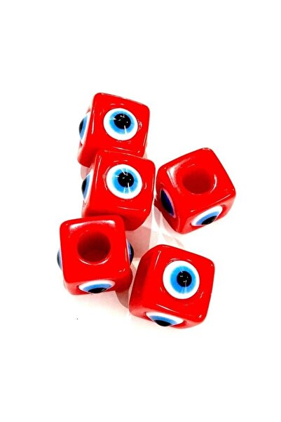 ella'nın çarşısı Mărgele din plastic roșu pătrat cu ochiul rău - 5 bucăți, di...