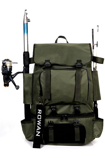ROWAN ÇANTA Σακίδιο πλάτης Camping και Fishing με θερμικό κάτω διαμέρισμα, πόρπη και δέσιμο στη μέση, Μέγεθος 62*41*22cm