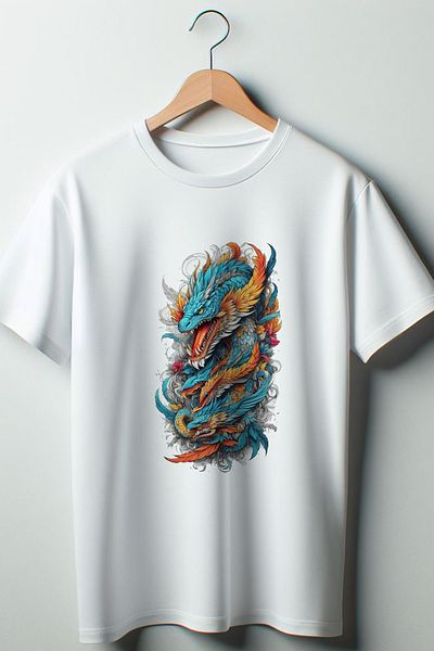 Vordevia Λευκό μπλουζάκι με στάμπα Dragon Oversize Crew Neck