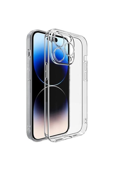 Evax (TIPALI ŞEFFAF) Iphone 14 Pro Kamera Koruyuculu Şarj Yeri Tıpalı Yumuşak...