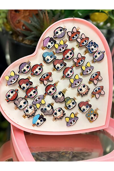 QUEEN AKSESUAR Lol bebek kız figürlü ayarlanabilir metal çocuk yüzük seti kar...