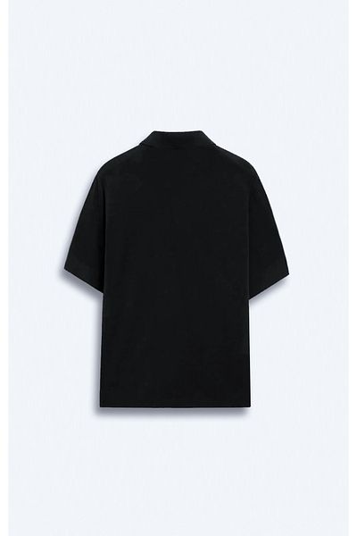 Darkia Tricou negru pentru bărbați, cu guler polo, cu imprimeu artistic