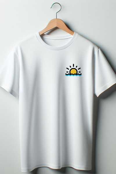 Vordevia Sun Štampano Oversize kroj okrugla kragna Bela majica