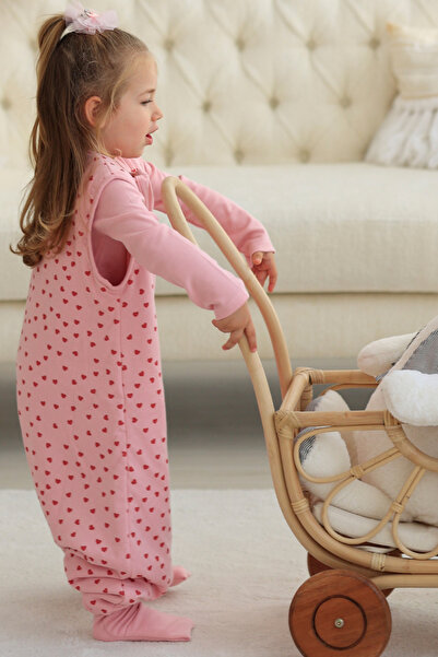 Ninana baby Kız Çocuk Ayaklı Uyku Tulumu - Kalplı