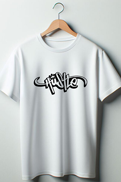 Vordevia Hustle Štampano Oversize kroj okrugla kragna Bela majica