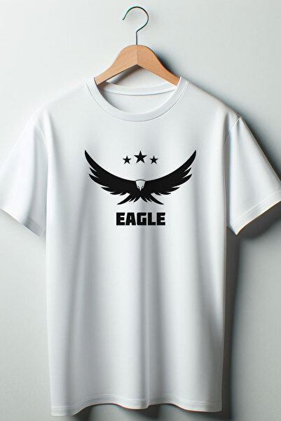 Vordevia Tricou alb oversize cu decolteu rotund cu imprimeu Eagle