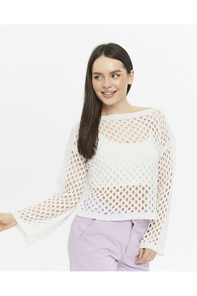 KNİTİCAL TEKSTİL Bolero Knit Cream Crop Μπλούζα ανοιχτόχρωμα πλεκτά πλεκτά