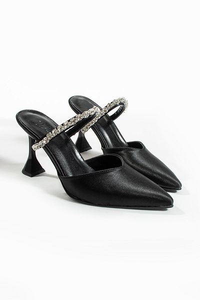 DUXAL SHOES Pantofi cu toc cu detalii din satin negru