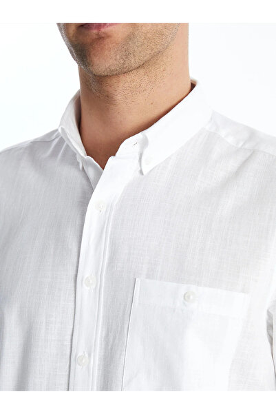 LC Waikiki Класична сорочка з коротким рукавом з суміші льону для чоловіків