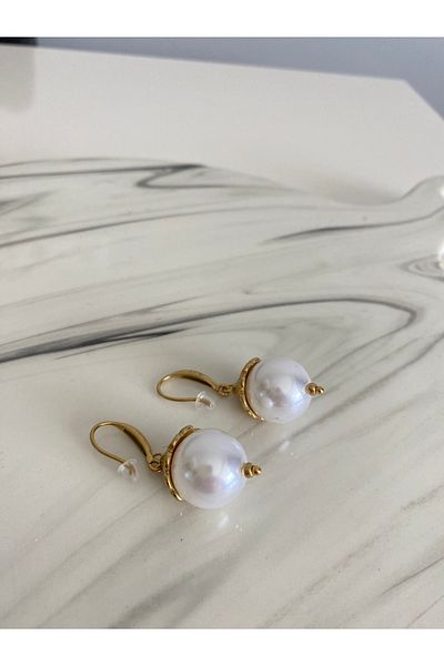 NOVARİKA Women's White Stone High Quality Anti-Tarnish Steel Earrings