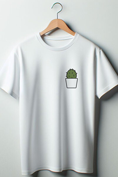 Vordevia Tricou alb oversize cu imprimeu cactus