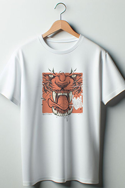 Vordevia Kaplan Štampano Oversize kroj okrugla kragna Bela majica