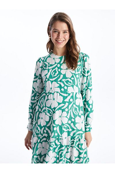 LC Waikiki LCW Crew Neck Floral μακρυμάνικο φόρεμα εγκυμοσύνης