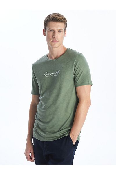 LC Waikiki LCW Men's T-shirt - Crew Neck, Short Sleeve, Printed