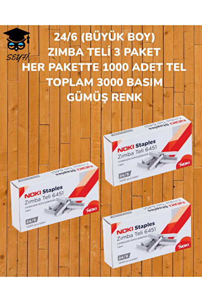 SEYFİKİRTASİYE 24/6 (BÜYÜK BOY) ZIMBA TELİ 3 PAKET  HER PAKETTE 1000 ADET TEL...