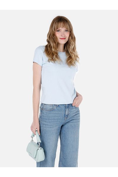 Colin's Tricou cu mânecă scurtă pentru femei, albastru, cu decolteu, Cl1068567
