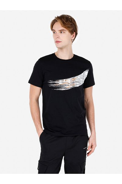 Colin's Мъжка тениска с къс ръкав, щампа и стандартна кройка, черна, CL1069299