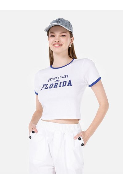 Colin's Tricou alb pentru femei - mâneci