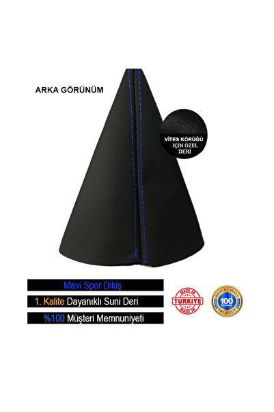 AutoAll Black Leather Special Design Blue Stripe Sport Stitching Gear Shift Gaiter Compatible with Toyota Corolla 2013-2018 Ve