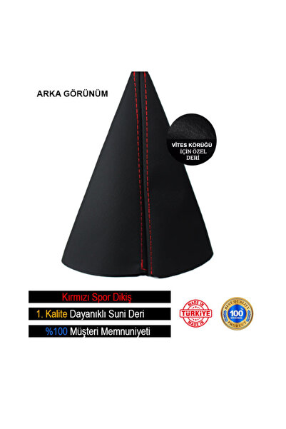 AutoAll Alfa Romeo GT (2003-2005) Compatible Black Leather Special Design Red Stripe Gear Gaiter