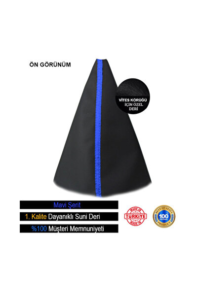 AutoAll Nissan X-Trail 2001-2007 Black Leather - Blue Stripe Sports Stitching Gear Shift Gaiter