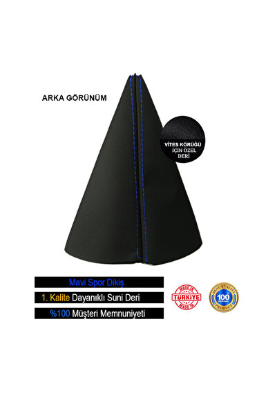 AutoAll Opel Meriva Black Leather Special Design Blue Stripe Sports Stitching Gear Shift Gaiter