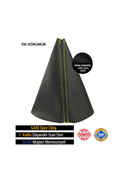 AutoAll Toyota Corolla 2001-2006 Black Leather - Special Design Yellow Stripe Sports Stitching Gear Shift Gaiter