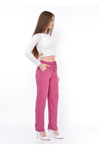 Nuseel بنطال Aerobin نسائي بخصر مطاطي وردي مجفف