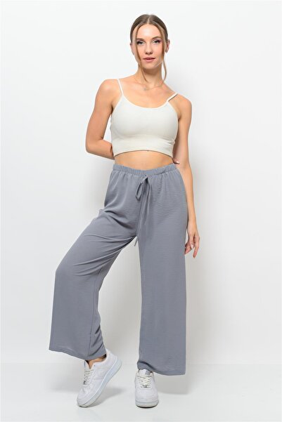 Nuseel Women's Aerobin Fabric Palazzo Model Trousers Gray