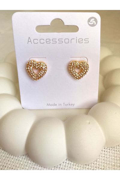 DEMOKAN Women's Earrings Heart Earrings with Stones