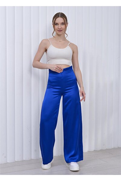 Nuseel Жіночі брюки з високою талією з атласу Palazzo Saks