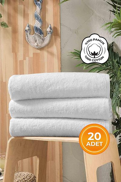 Evlen Home Collection Πετσέτα ξενοδοχείου μπάνιου 70x140cm 20 τεμάχια 480 gr 100% βαμβάκι Luxury Παχύ Λευκό