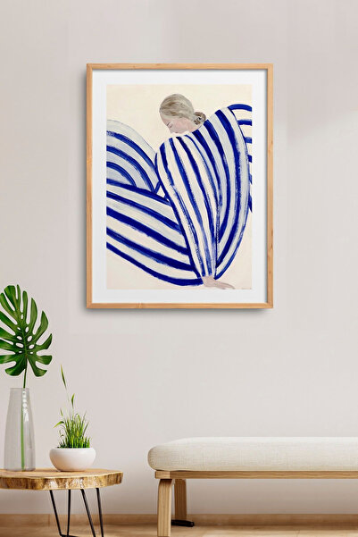 Dekorsiahome Ahşap Çerçeveli Tablo BlueWomen