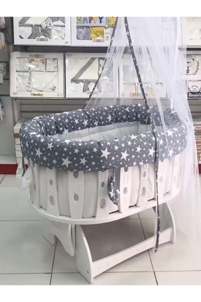 Şehzade Dekorasyon Lüx Şehzade Sallanır Ahşap Beşik