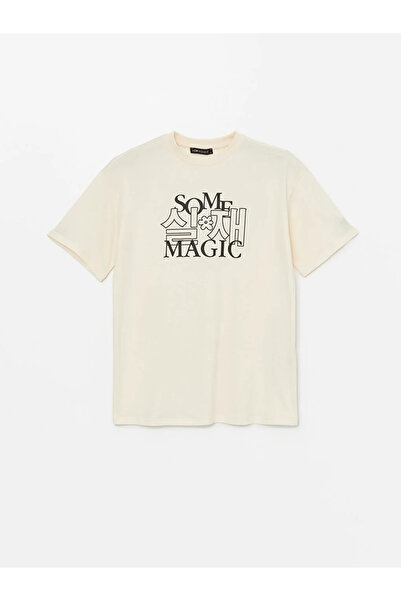 LC Waikiki LCW Μοντένο γυναικείο μπλουζάκι με κοντό μανίκι με στάμπα LCW