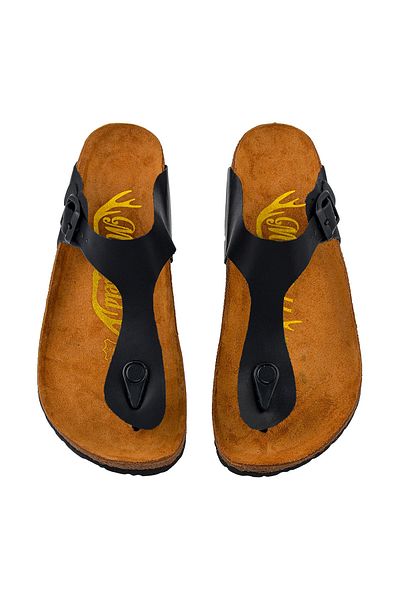 Moosefield Genuine Leather Black Women's Slippers