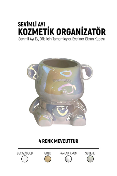 Nera Classy Protez Tırnak Fırça Standı, Seramik Mini Makyaj Fırça Kupası