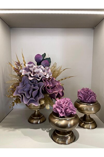 TASARIMHMODA Yapay Çiçekli 3 Parça Set Antik No:1